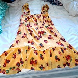 Urban Outfitters Yellow Ruffle Mini Dress